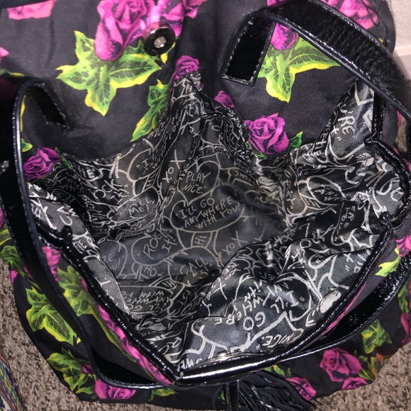 Betsey Johnson Floral Black Backpack - Picture 2 of 3
